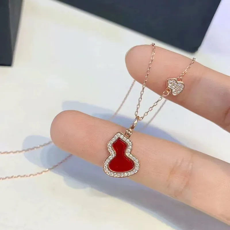classic gourd designer necklace women rose gold white mother of pearl shining crystal diamond pendant nature sailormoon_ipsvogv.com