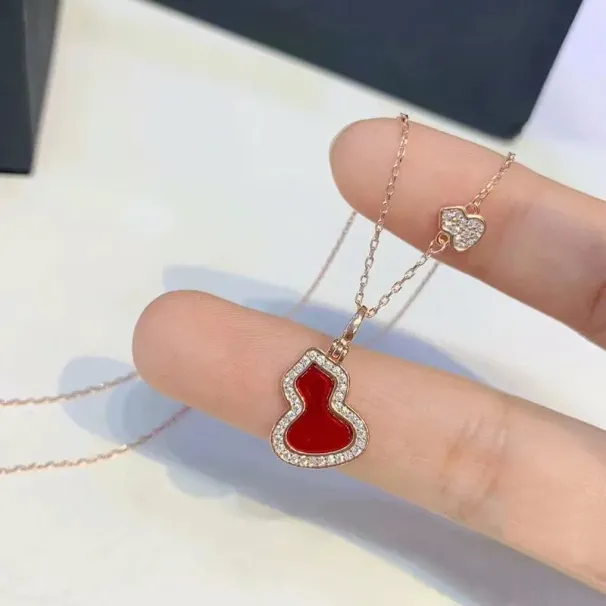 classic gourd designer necklace women rose gold white mother of pearl shining crystal diamond pendant nature sailormoon_ipsvogv.com