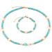 Natural Freshwater Pearl Shell Turquoise Natural Stone Bracelet Necklace Women's Set_ipsvogv.com