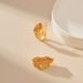 New autumn brass plated K real gold leaf brushed retro earrings Minimalist style small exquisite earrings_ipsvogv.com