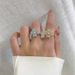 Rotating Clover Female Instagram Style Love Set Diamond Gold Light Luxury Handicraft Open Ring_ipsvogv.com