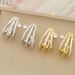 Women's Jewelry Super Flash High End Niche Design C Shaped 3 Claw Diamond Stud Earrings Personality Fashion Trend All Match Earrings Earrings_ipsvogv.com