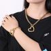Women's Jewelry Set Fashion Exaggerated Heart Shaped Pendant Keel Chain Personality Titanium Steel Peach Heart Bracelet Necklace Jewelry Set_ipsvogv.com