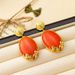 Vintage vintage jewelry mosquito coil, oval natural stone light luxury high-end earrings, autumn and winter_ipsvogv.com