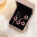 Colored diamond jewelry set for women Fashionable personality temperament hollow round pendant necklace earrings bracelet_ipsvogv.com