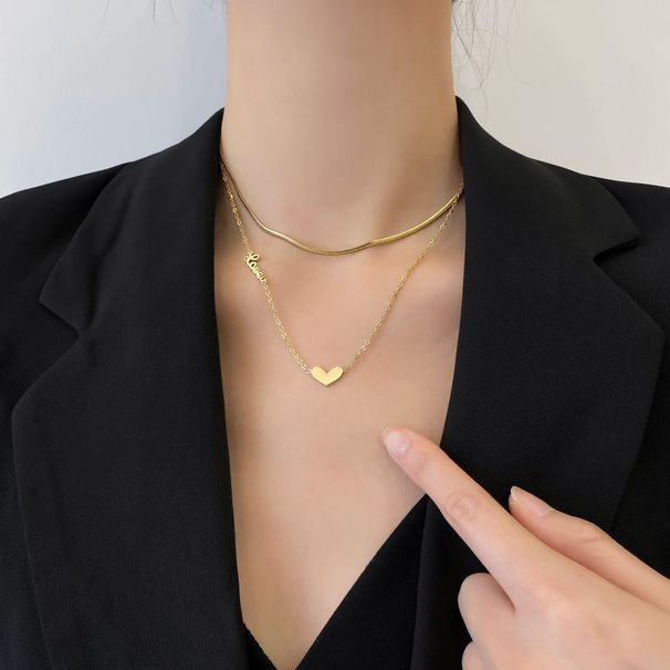 Double layered layered love necklace made of titanium steel that does not fade, designed by female niche members, with a_ipsvogv.com
