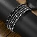New All Match Handmade Beaded Bracelet Set Couple Beach Style Geometric Hip Hop Black Gallstone Elastic Bracelet_ipsvogv.com