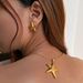 Women's Jewelry Gold Plated Titanium Steel Starfish Beach Necklace Earrings Set_ipsvogv.com