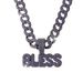 Unisex New Hip Hop Men And Women Alloy Full Diamond Purple BLESS Blessing Pendant Fashion Cuban Pendant Chain_ipsvogv.com