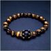 New Beaded Creative Tiger Eye Stone Matte Crown Elastic Men's Bracelet_ipsvogv.com