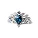 Sanjie Flower Shaped Inlaid Water Droplet Blue Zircon Ring, Female Niche High-end Crown Accessory_ipsvogv.com