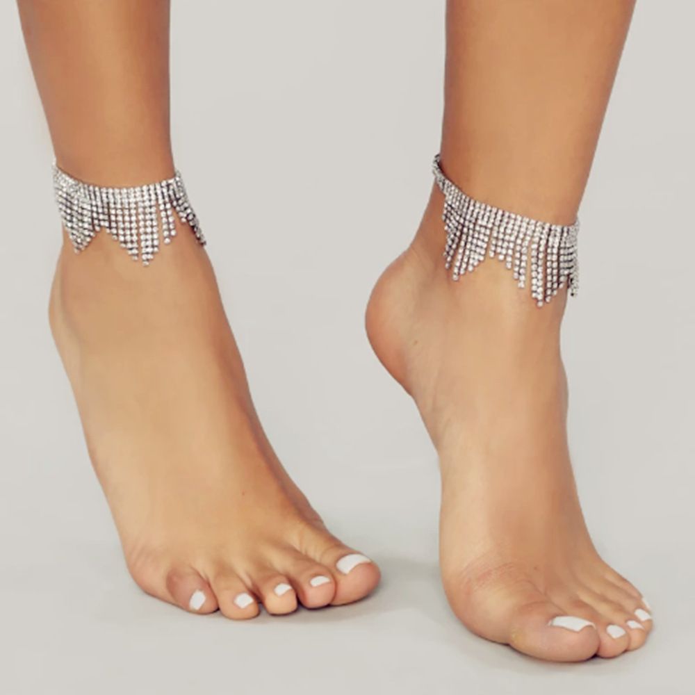 explosions short tassel full diamond anklet simple bridal rhinestone jewelry Body chain_ipsvogv.com
