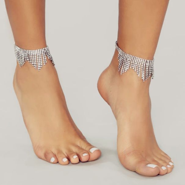explosions short tassel full diamond anklet simple bridal rhinestone jewelry Body chain_ipsvogv.com