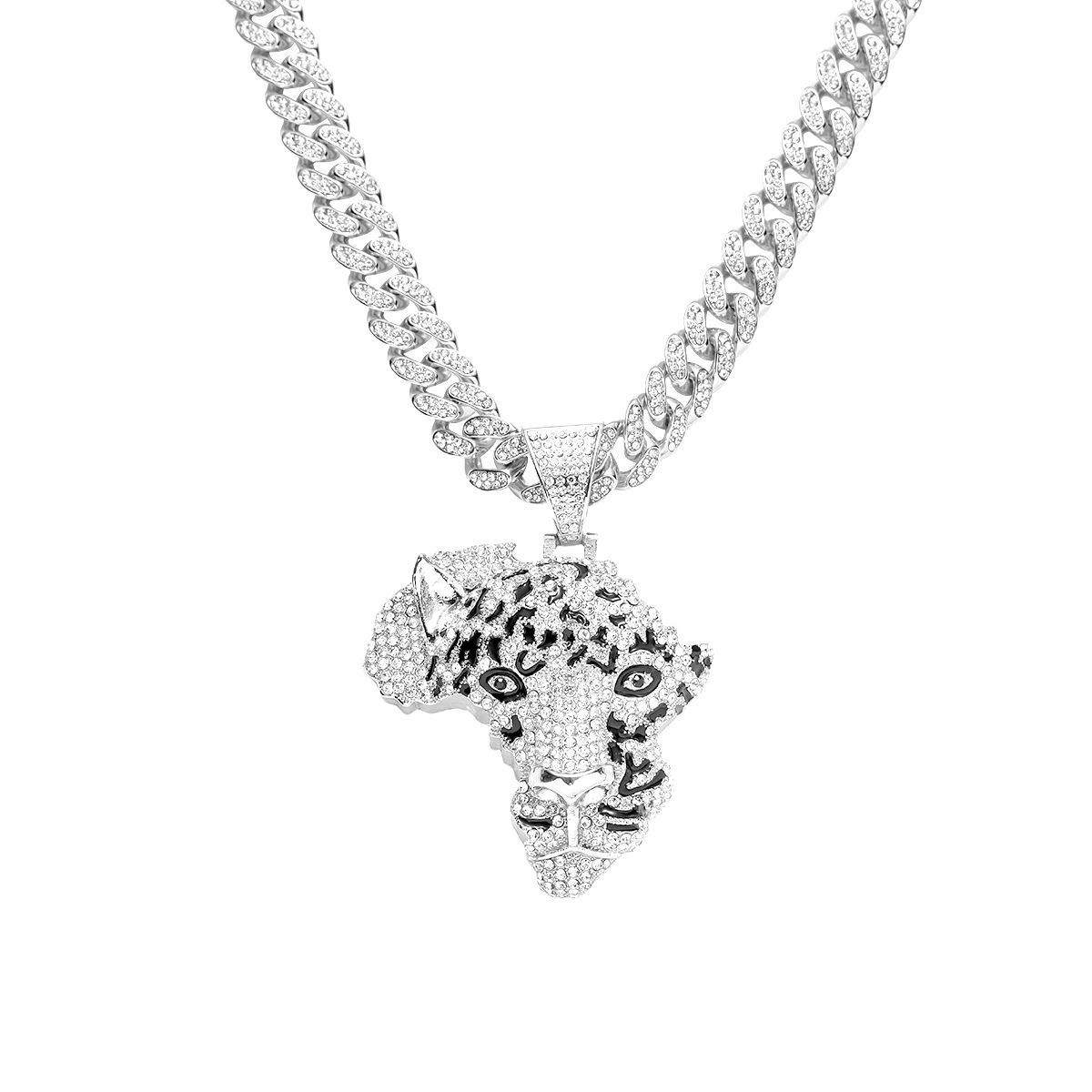 Hip Hop Dominant 3D Full Diamond Animal Pendant Necklace Nightclub Bounce Di Cool Cuban Chain Accessories Male_ipsvogv.com