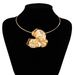 Exaggerated Three-dimensional Pleated Metal Choker Collar With Personalized Flower Necklace For Women_ipsvogv.com