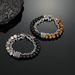 Hip Hop Trendy Men's Titanium Steel Hand Jewelry Double Layer Rattlesnake Tiger Eye Stone Map Stone Stacking Bracelet_ipsvogv.com