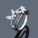 Korean Fashion Simple Butterfly Double Row Micro Set Women's Ring with Seven Color Rainbow Zircon Ring Sheinr7413_ipsvogv.com