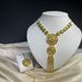Dubai Gold Plated Earrings Bracelet Ring Jewelry Set Bridal Necklace_ipsvogv.com