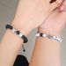 New Niche Design Stainless Steel Spider Web White Pine Black Frosted Bead Couple Bracelet, A Pair Of Male And Female_ipsvogv.com