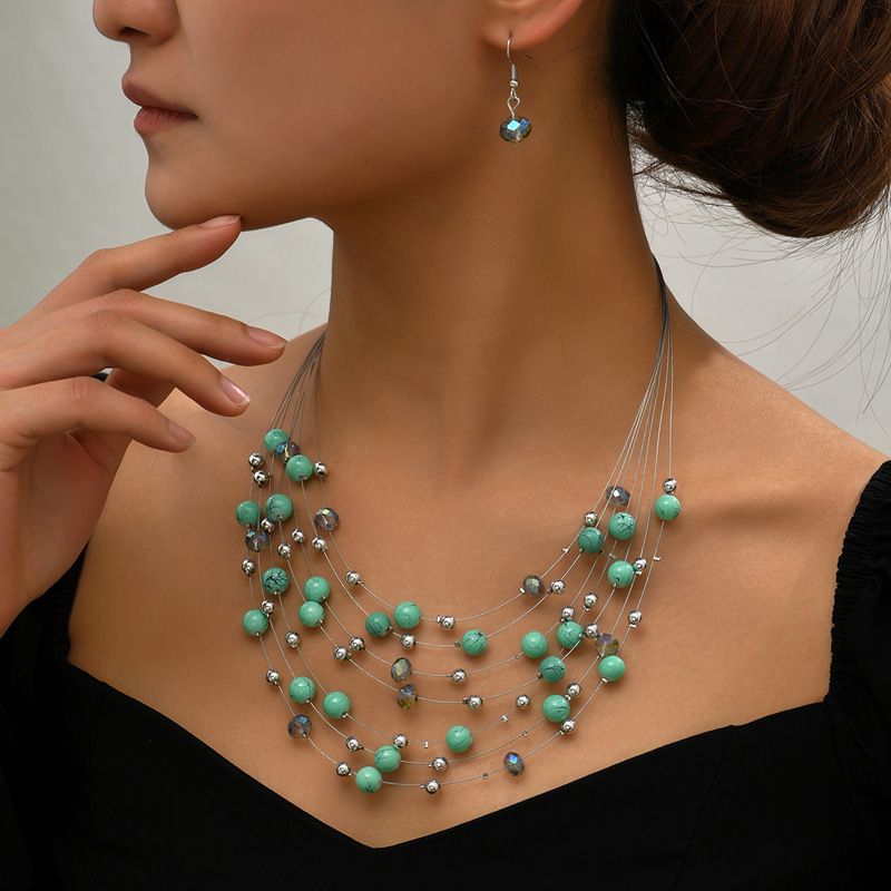 Bohemian Colored Pearl Personalized Women's Handmade Beaded Crystal Ethnic Style Necklace Neckchain_ipsvogv.com