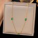 Instagram Style Square Emerald Zircon Necklace, Light Luxury And Niche, High-end Titanium Steel Lock Chain Necklace_ipsvogv.com