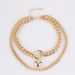 Personalized Punk Long Neck Accessory For Women, Simple Multi-layer Geometric Double-layer Peach Heart Necklace_ipsvogv.com
