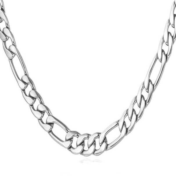 Figaro Chain 3:1 Flat Men's Necklace Jewelry_ipsvogv.com