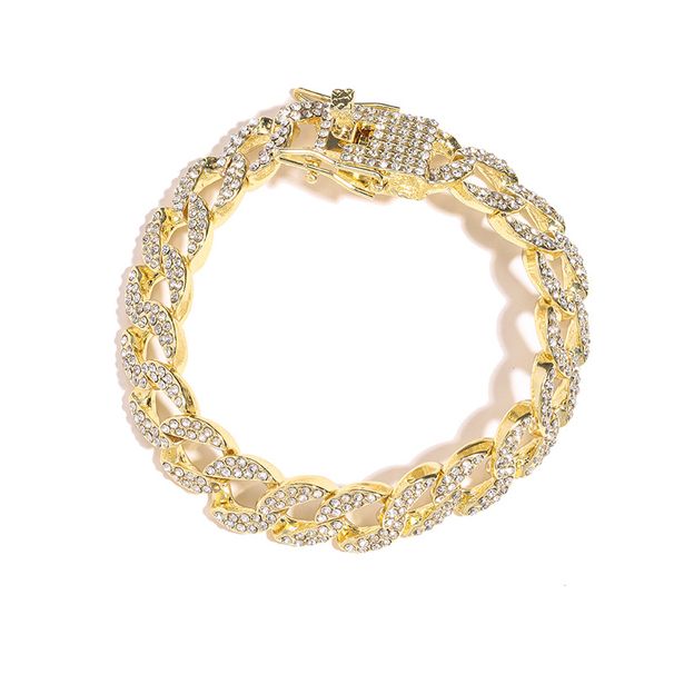Ins Hip Hop Cool Cuban Bracelet Men's Full Diamond Punk Accessories Gold Chain_ipsvogv.com