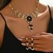 Diamond-Encrusted Water Drop Flower Tassel Necklace And Earrings Elegant Delicate Clavicle Chain Light Luxury High-End_ipsvogv.com