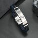 Stainless Steel Simple Plain Engraved Leather Woven Men's Bracelet_ipsvogv.com