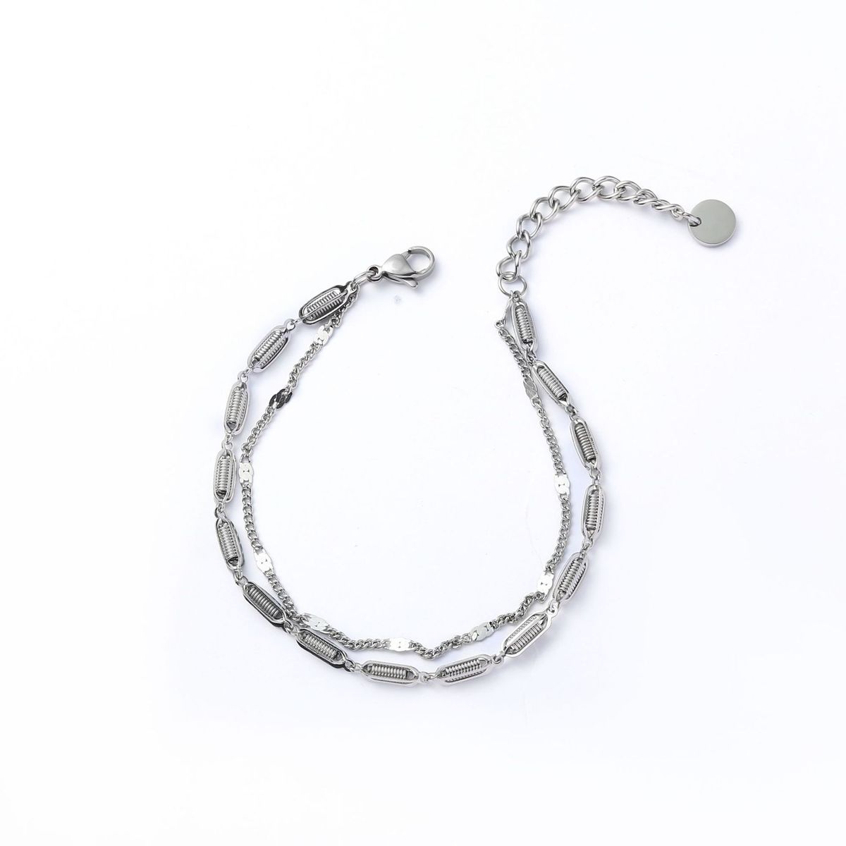 Simple And Versatile Double Layer Stacked Titanium Steel Bracelet For Women In Summer, Light Luxury, Ins, Men's Trendy Hip Hop Personality Jewelry_ipsvogv.com