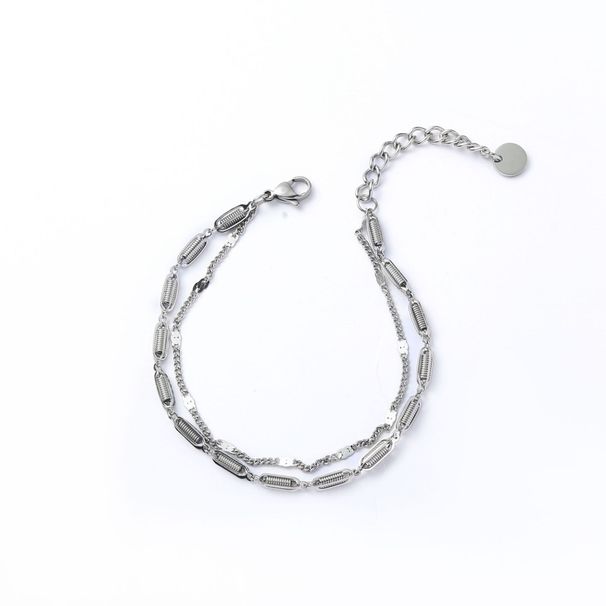 Simple And Versatile Double Layer Stacked Titanium Steel Bracelet For Women In Summer, Light Luxury, Ins, Men's Trendy Hip Hop Personality Jewelry_ipsvogv.com