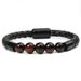 New Arrival Fashion Personality Men's Stone Beaded Leather Cord Magnetic Clasp Bracelet_ipsvogv.com