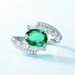 Cultivated Emerald Goose Egg Gemstone Ring S925 Silver Inlaid Colored Gemstone Retro Finger Ring_ipsvogv.com