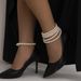 Jewelry Temperament Pearl Beaded Tassel Anklet, Women's Trend Simple Geometric Instep Chain Anklet Decoration_ipsvogv.com