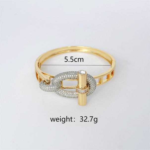 New Horizontal Bar OT Series Copper Inlaid Zircon Light Luxury Smooth Bracelet Ring_ipsvogv.com