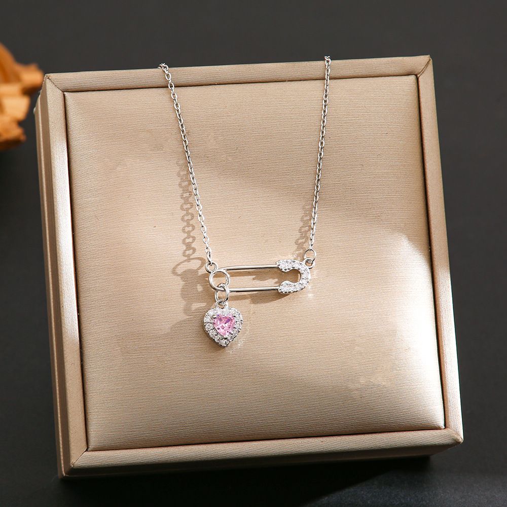 Necklace Women's Light Luxury Zircon Pin Love Ins Niche Design Temperament Internet Celebrity Personality Pendant_ipsvogv.com