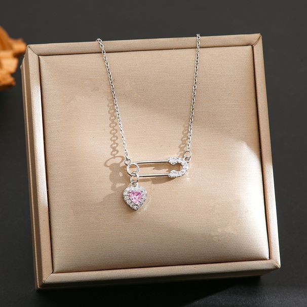 Necklace Women's Light Luxury Zircon Pin Love Ins Niche Design Temperament Internet Celebrity Personality Pendant_ipsvogv.com