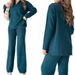 Women's Clothing autumn new solid color fashion lapel loose casual sweater two piece set for women_ipsvogv.com