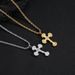 Hip hop cross zircon pendant personality men's necklace titanium steel necklace does not fade female summer accessories_ipsvogv.com