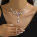 New Crystal Water Drop Necklace Earrings Jewelry Women's Wedding Evening Dress Accessories Set_ipsvogv.com