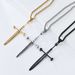 Retro knight ancient sword weapon cross necklace sword self defense spike titanium steel pendant functional jewelry_ipsvogv.com