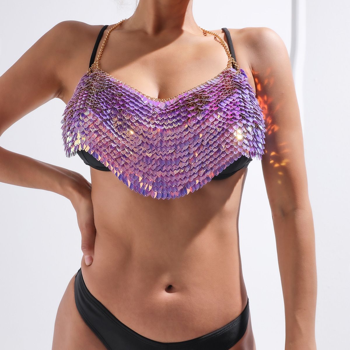 Women’s Jewelry Set Fashion Jewelry Heavy Production Of Colorful Sequined Camisole Necklace Sexy Chest Wrap Accessories Female Body Chain_ipsvogv.com