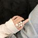 Korean Version Of Ins Design, Diamond Studded, Geometric Exaggeration, Large Pearls, Irregular Opening Index Finger_ipsvogv.com