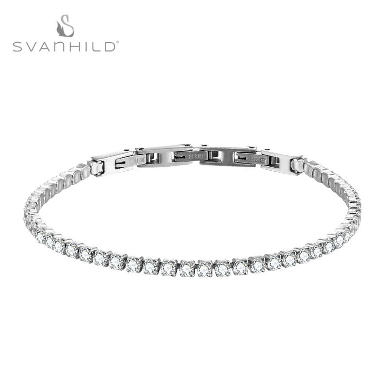 Fashion Jewelry Stainless Steel Zircon Claw Chain Micro Pave 3mm Full Diamond Tennis Bracelet_ipsvogv.com