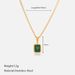 French Retro Emerald & Mother Of Pearl Necklace - Stainless Steel/Titanium Steel Geometric Pendant For Women_ipsvogv.com