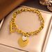 Simple Peach Heart Titanium Steel Gold Bracelet Letter Ring T-shaped Buckle Bracelet Stainless Steel Heart shaped_ipsvogv.com