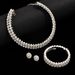 New Bride Luxurious Women's Double Row Large Mercury Color Choker Bracelet Earrings 3-Piece Set_ipsvogv.com