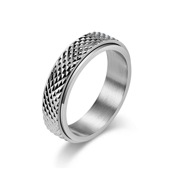 Jewelry titanium steel diamond snakeskin pattern rotating ring ring neutral style men and women trendy cool wear hand jewelry_ipsvogv.com