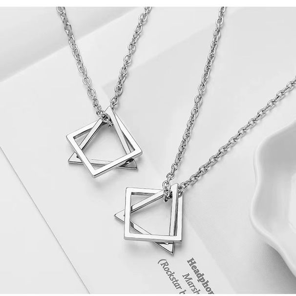 Wang Yibo's same necklace geometric pendant men's fashion hip hop light luxury niche design sense women's fashion brand versatile accessories_ipsvogv.com